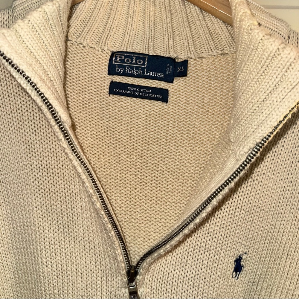 Ralph Lauren Men's Beige 1/4 Zip Sweater XL - Picture 4 of 7